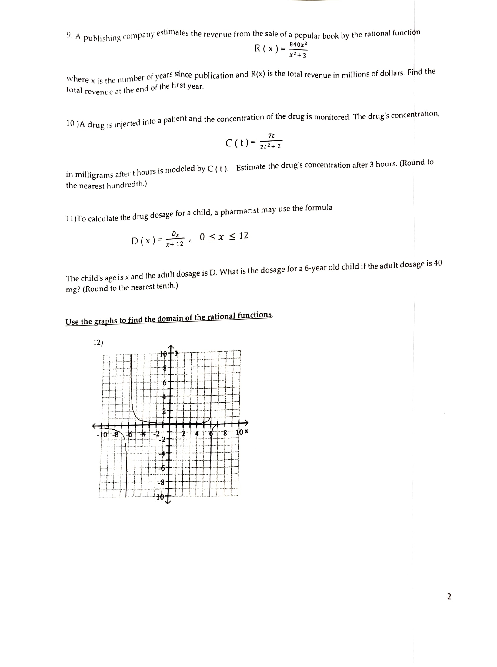 Domain+ Graphs of Rational Functions Name Use