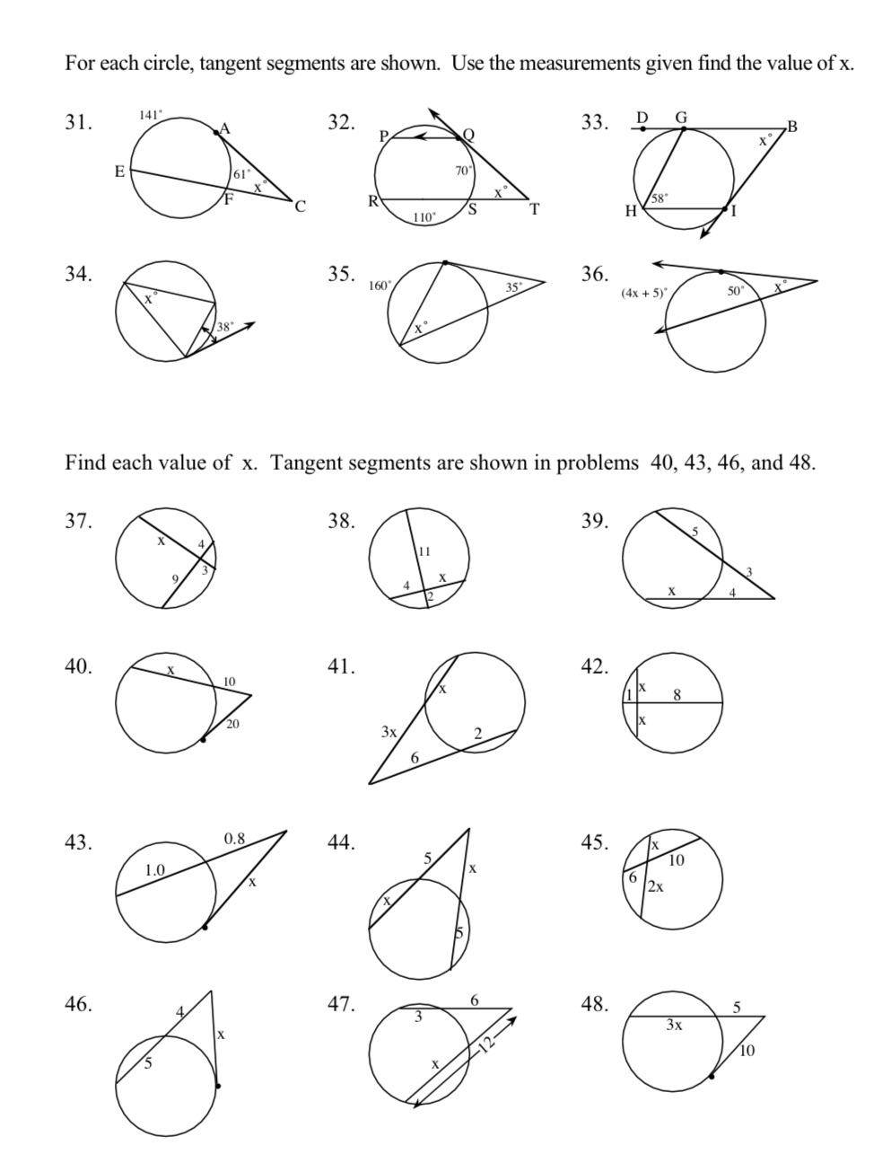 Please show your work for each problem 31-48 and