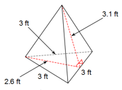 Find the surface area of the pyramid. 3.1 f 3 fl
