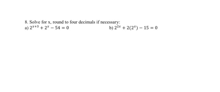 Grade 12 exponential and log functions 8. Solve