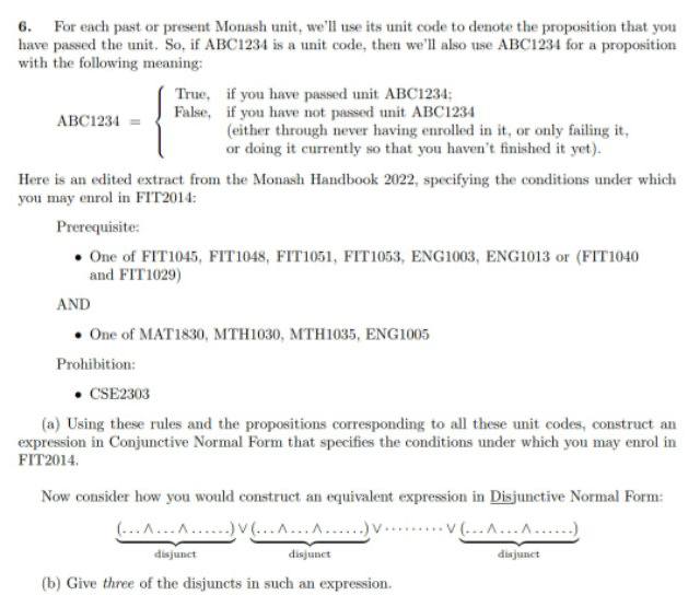6. For each past or present Monash unit,