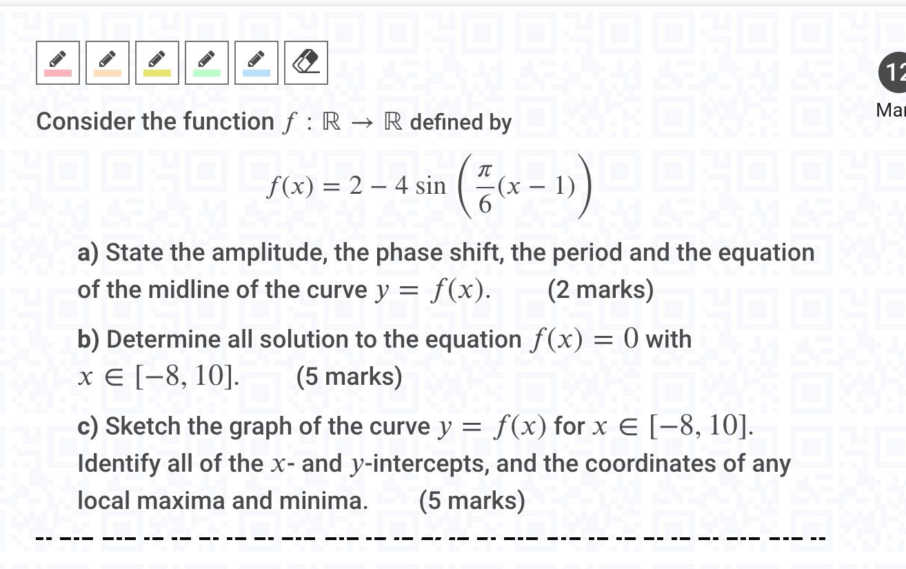 12 Consider the function f : R - R defined by Mar