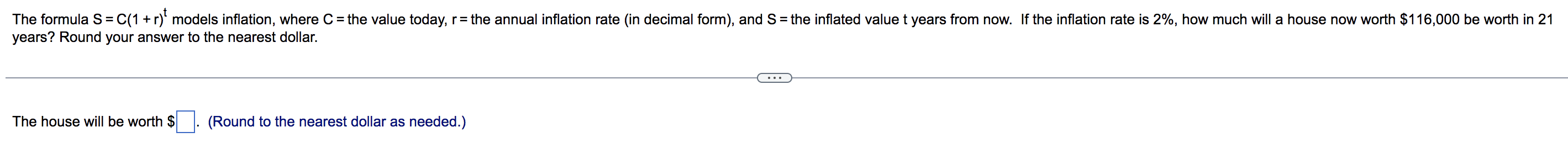 The formula S = C(1 + r)' models inflation,