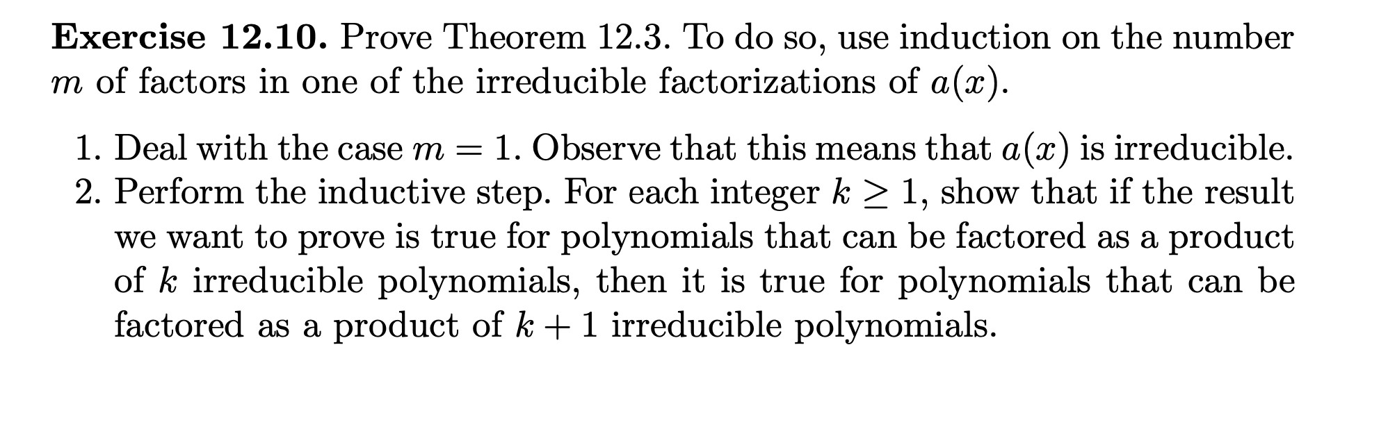 Exercise 12.10. Prove Theorem 12.3. To do so, use