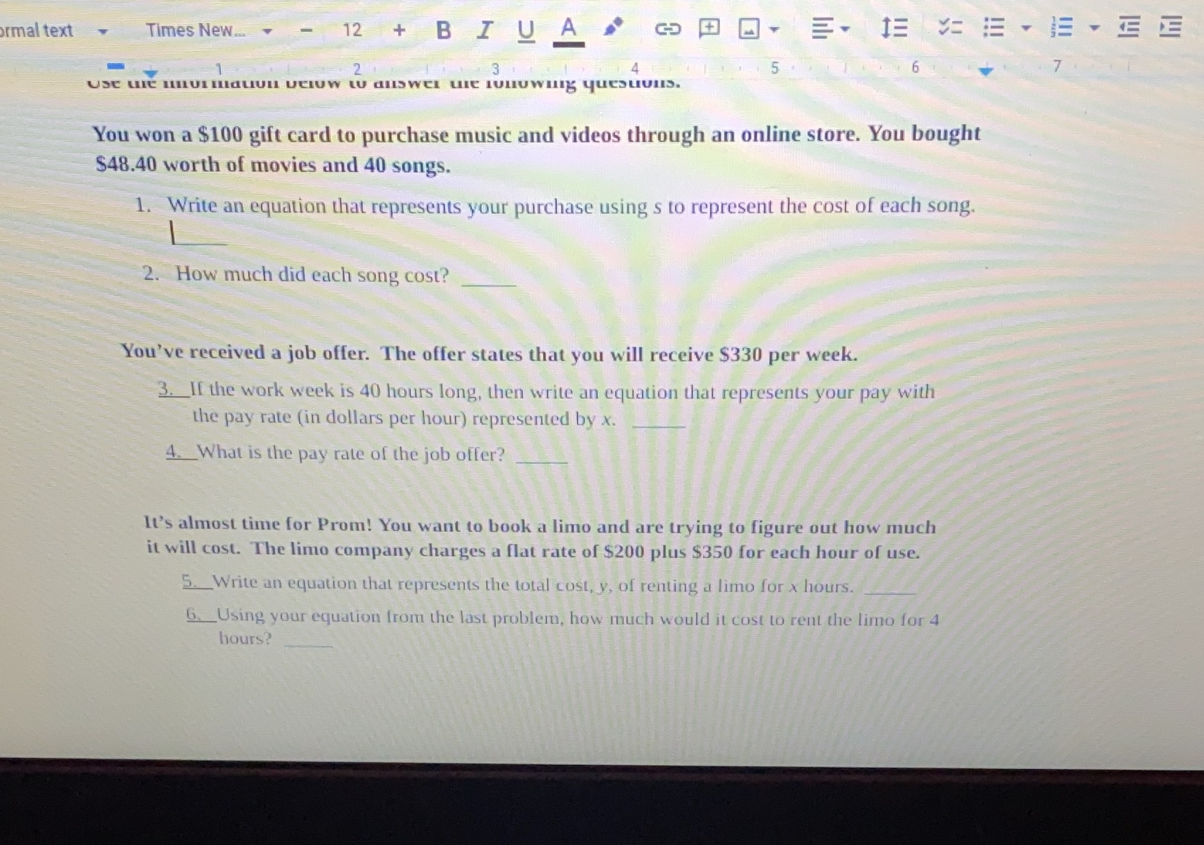 ormal text Times New.. 12 + BIUA EN ESE.E. FE 2 4