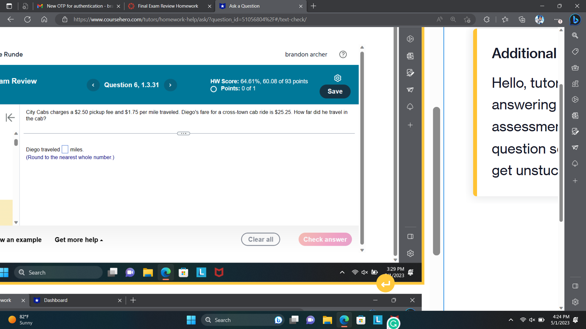 M New OTP for authentication - bra x Final Exam
