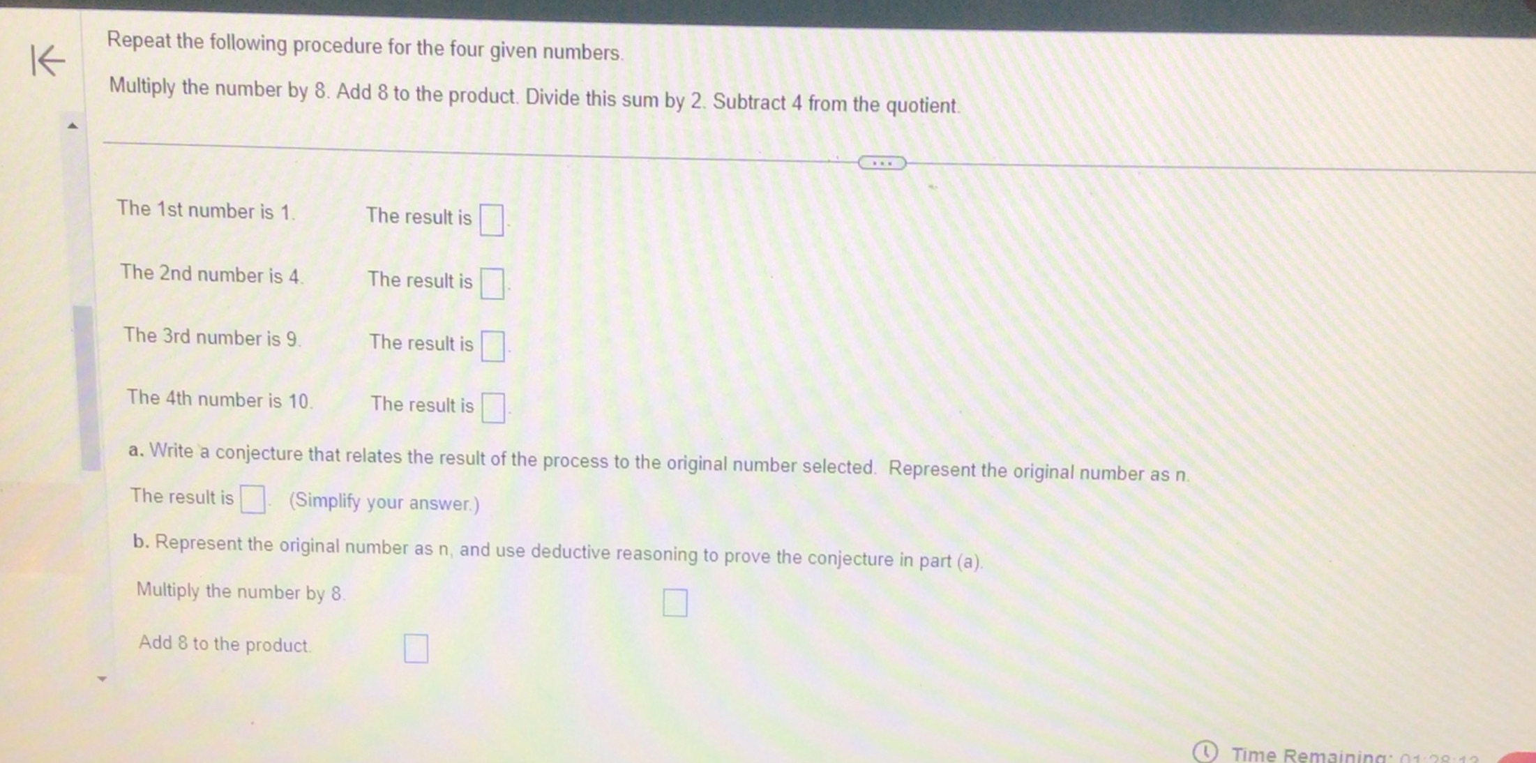 R ' epeat the following procedure for the four