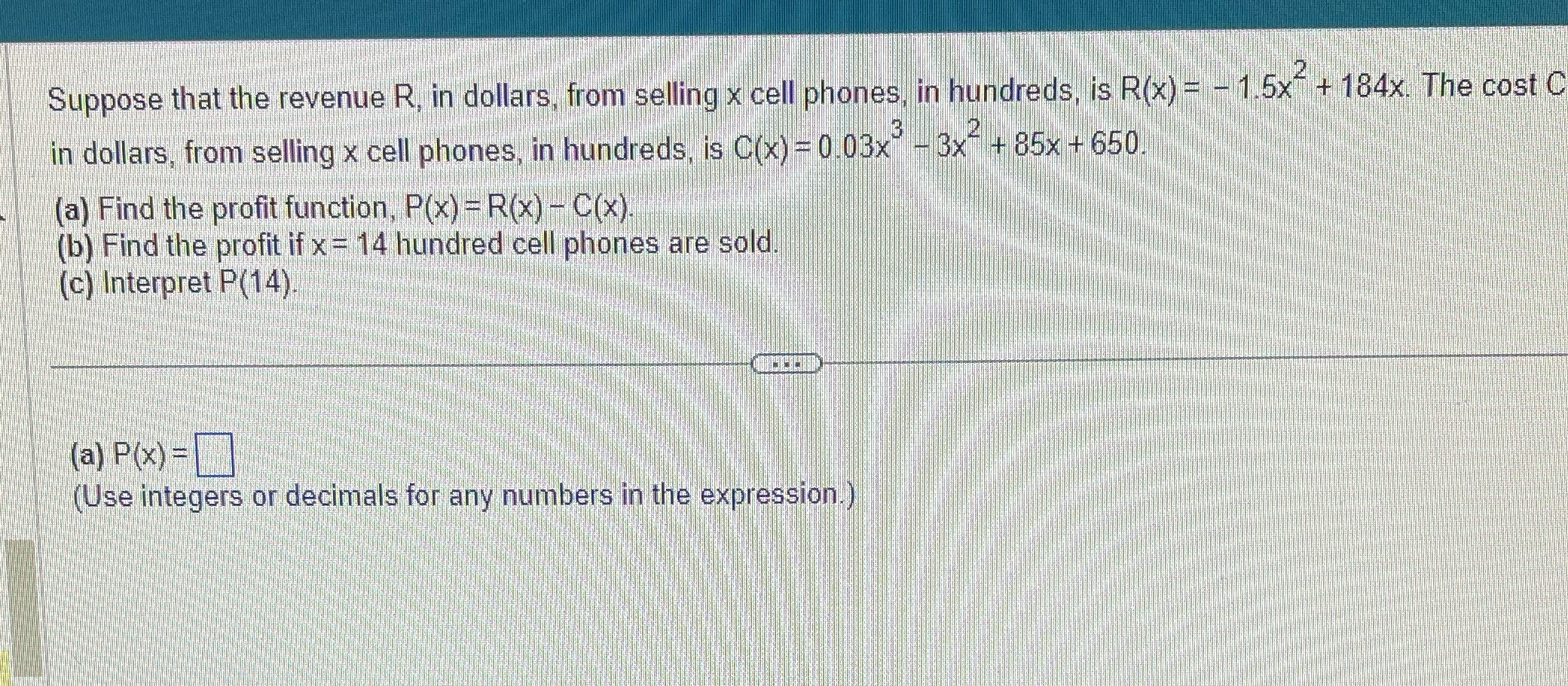 Suppose that the revenue R, in dollars, from
