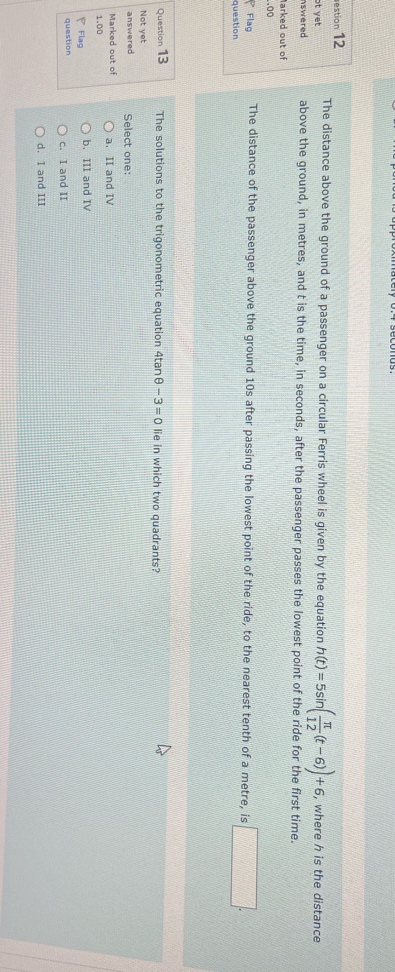 Help with 12,13 estion 12 at yet The distance