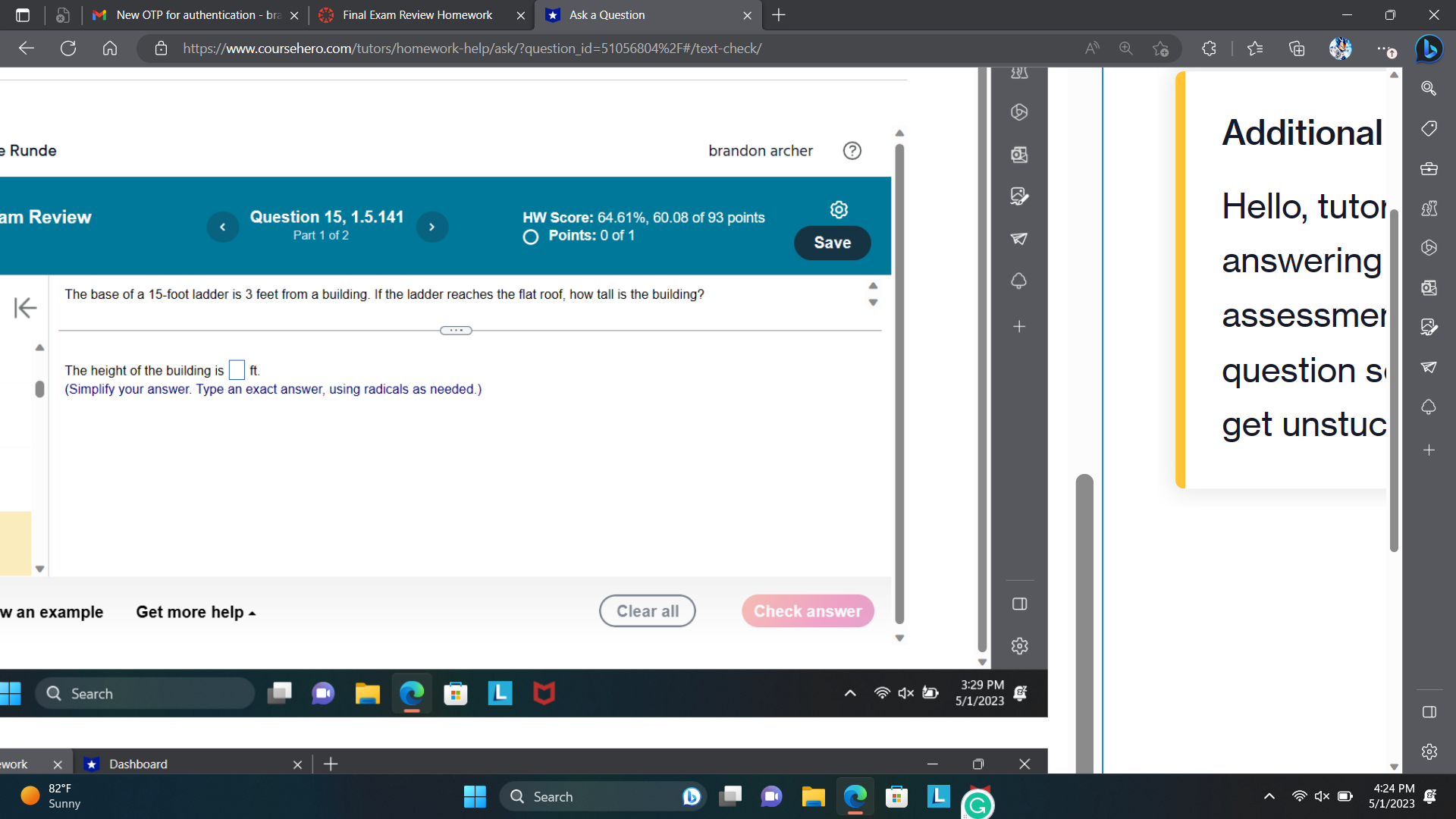 M New OTP for authentication - bra x Final Exam