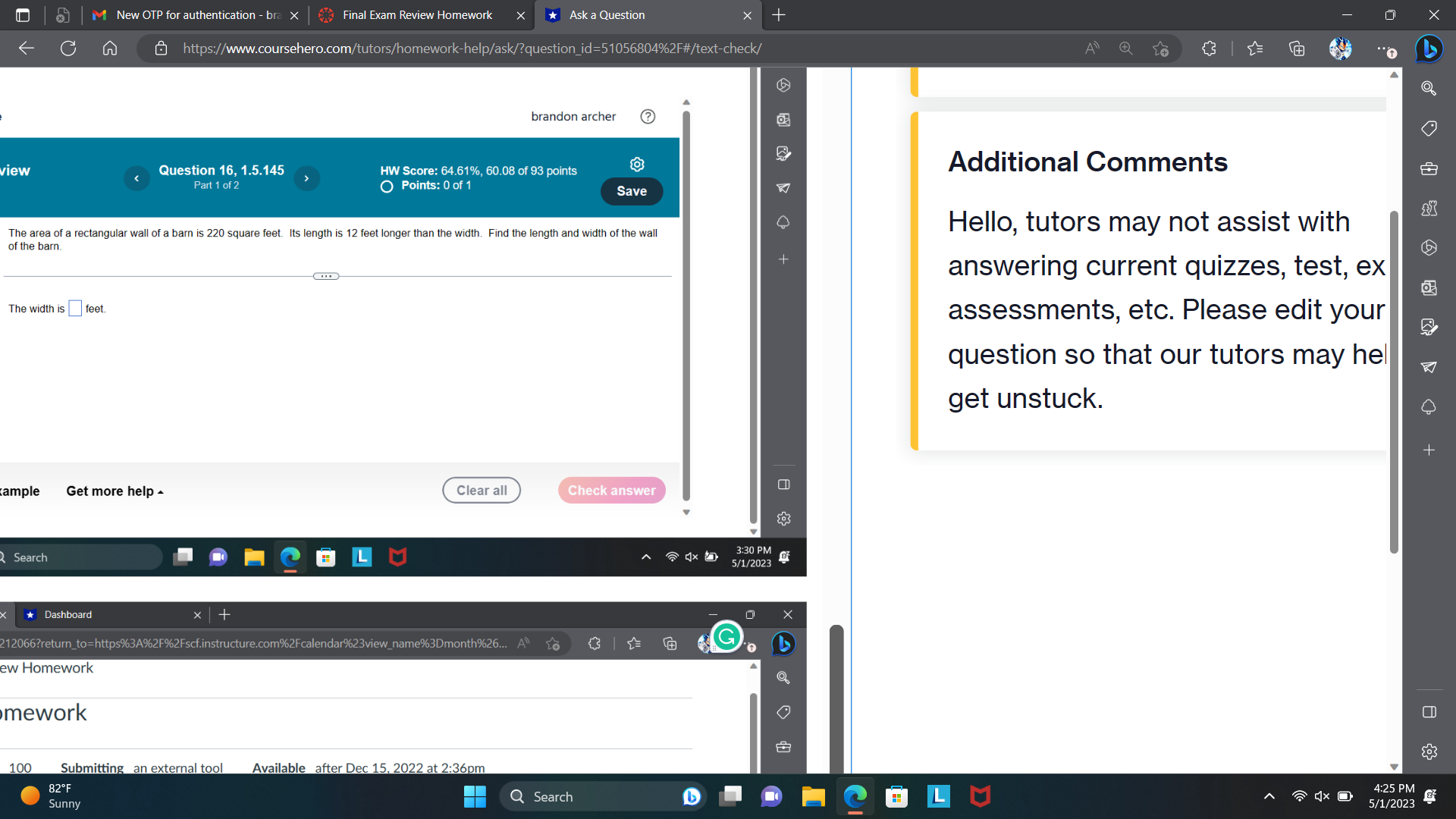 M New OTP for authentication - bra x Final Exam
