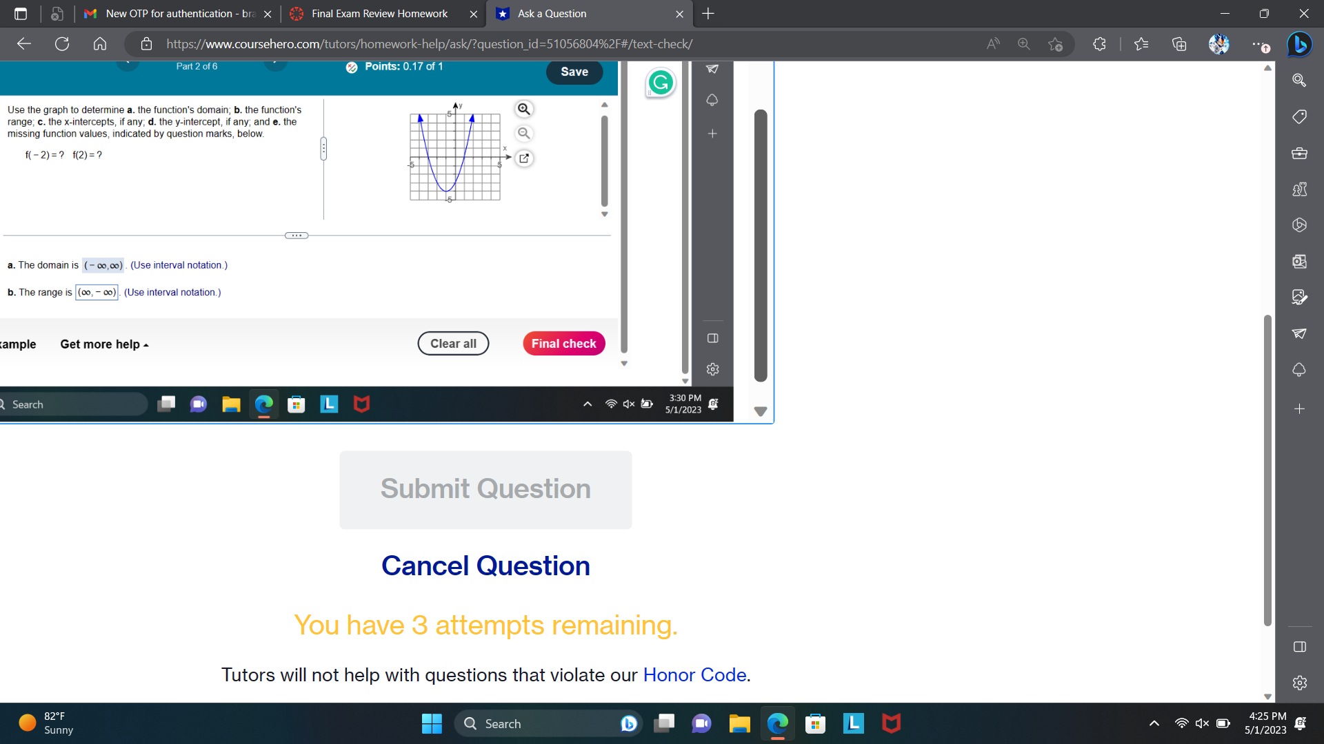 M New OTP for authentication - bra x Final Exam