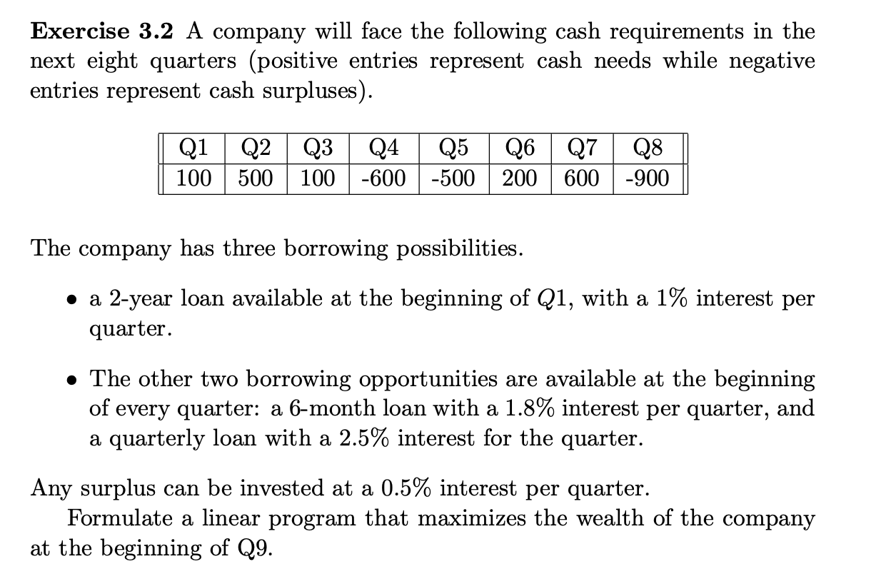 Formulate the problem below using excel Exercise