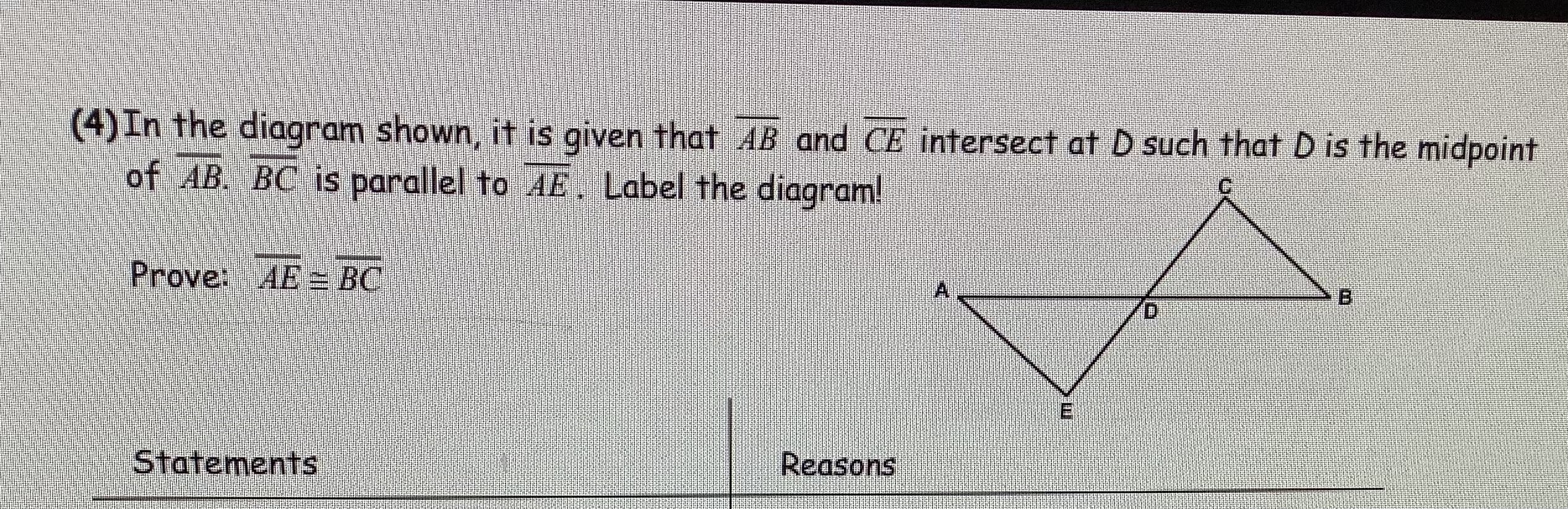(4) In the diagram shown, it is given that AB and