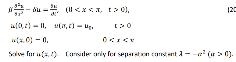 azu au (20 ax2 - Su = at' (0 0), u(0, t) =
