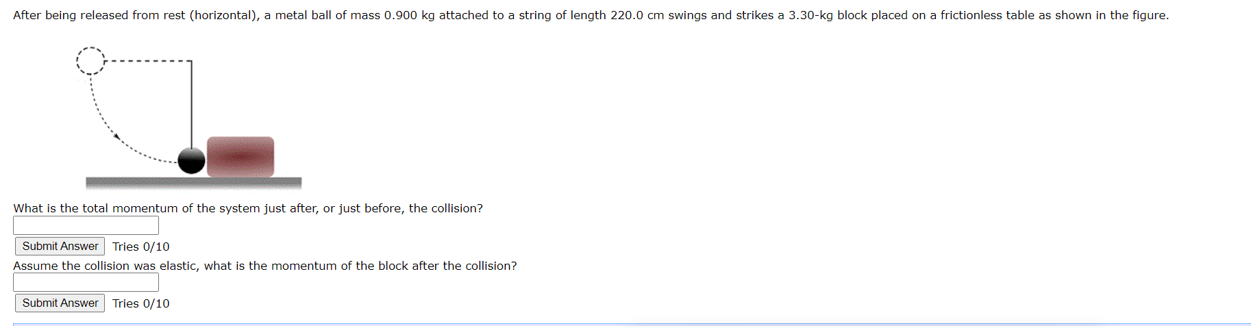 ball swings to an elastic collision After being