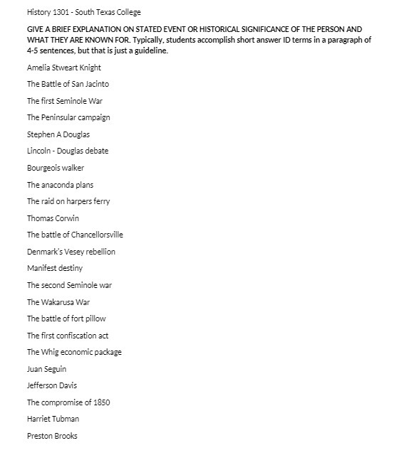 History 1301 - South Texas College GIVE A BRIEF