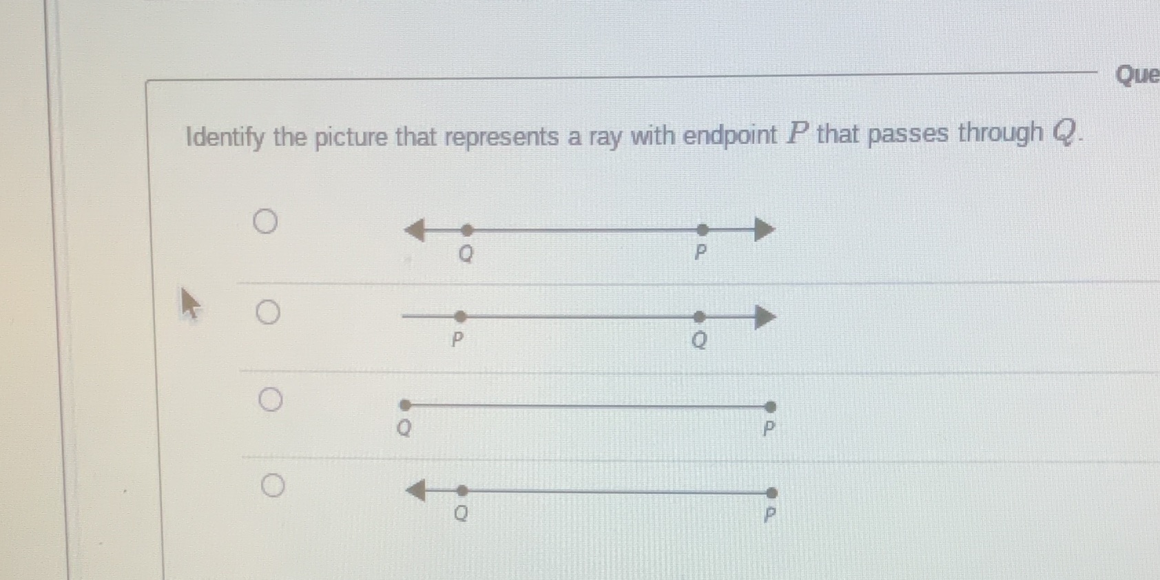 Identify the picture that represents a ray
