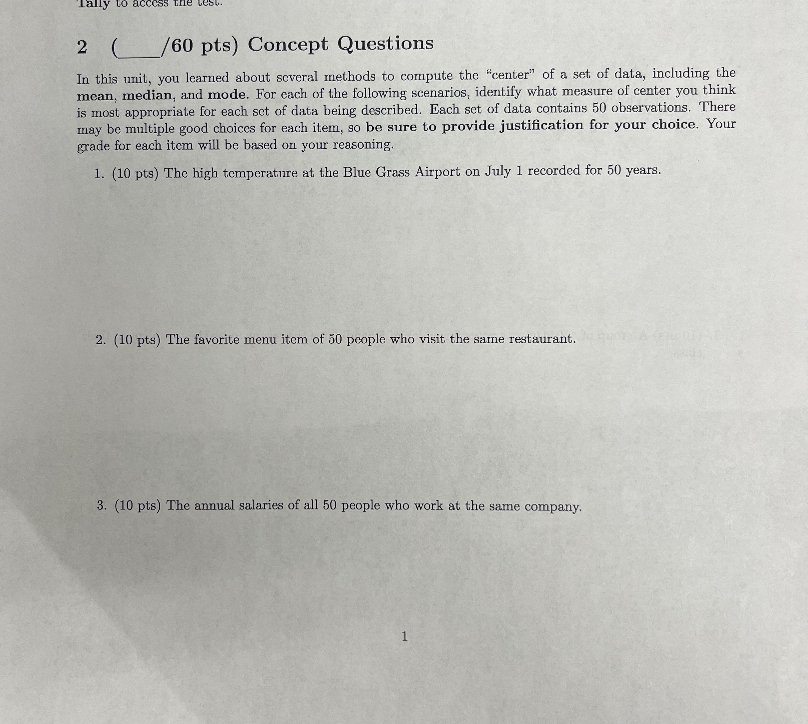 2 ( /60 pts) Concept Questions In this unit, you