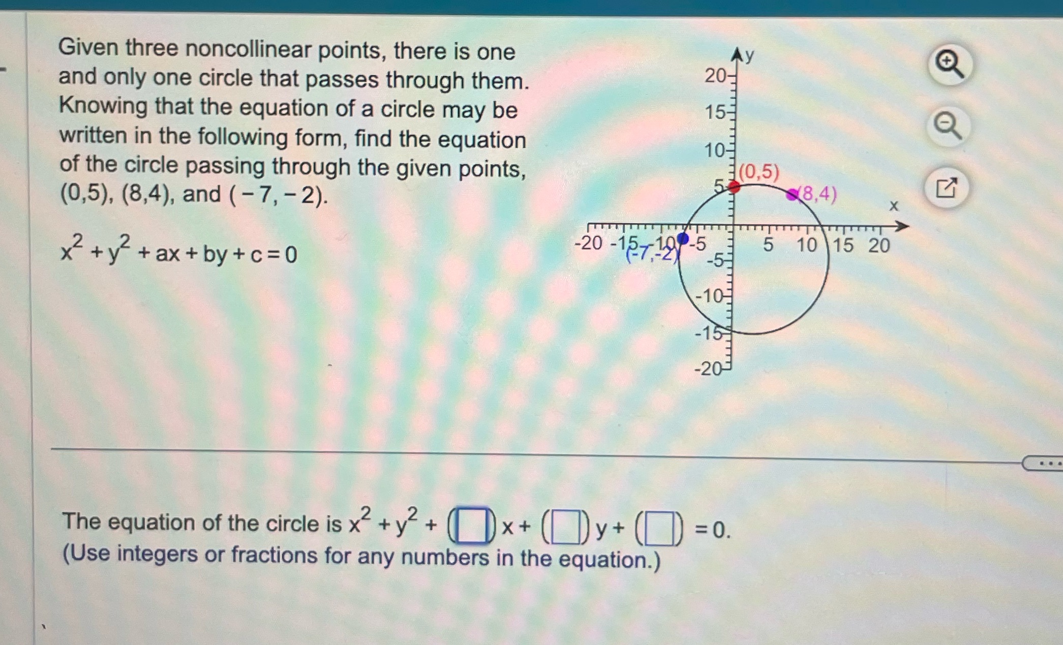 Given three noncollinear points, there is one Ay