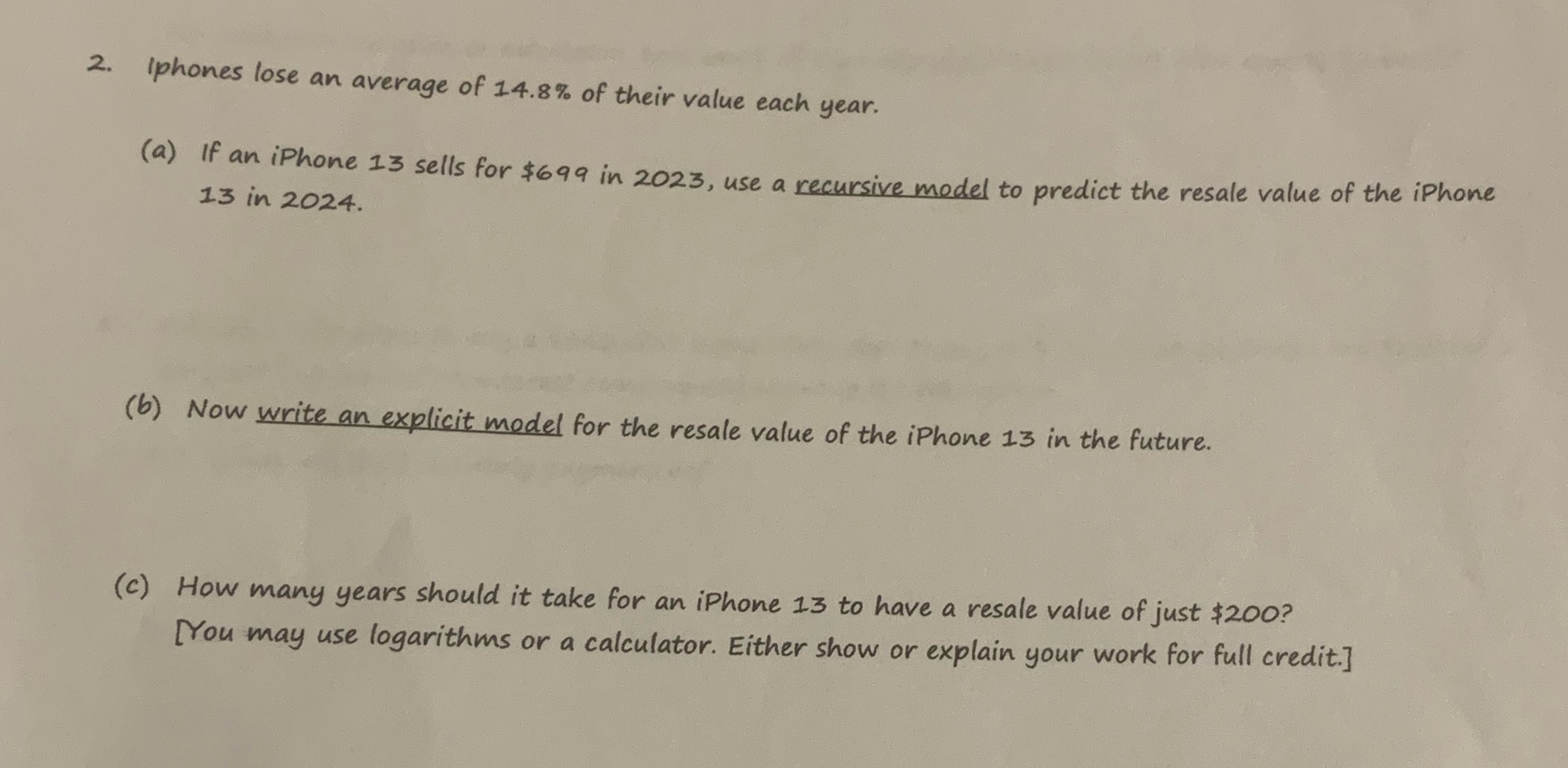 Hello I need help with this question. 2. Iphones