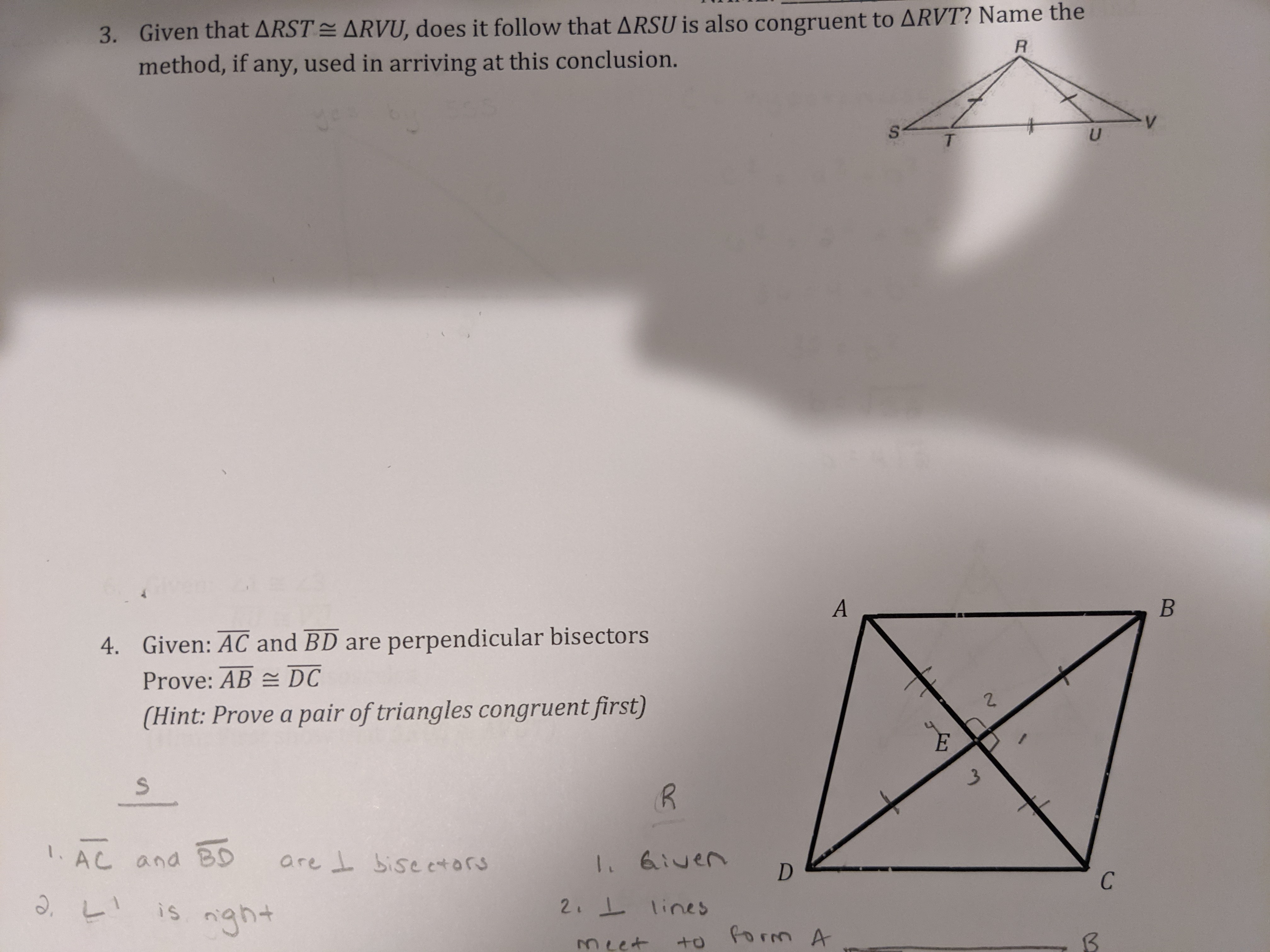 Given that triangle RST equals R U, does it