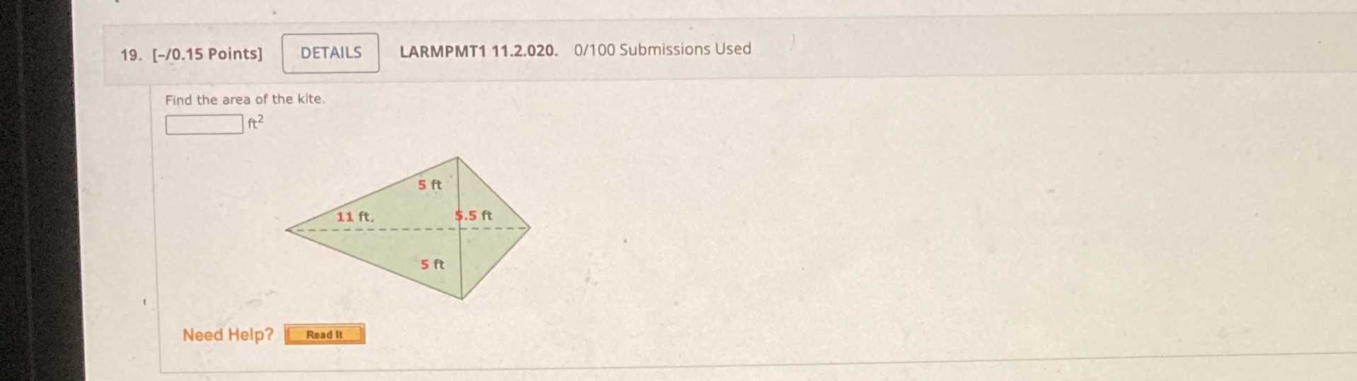 19. [-/0.15 Points] DETAILS LARMPMT1 11.2.020.