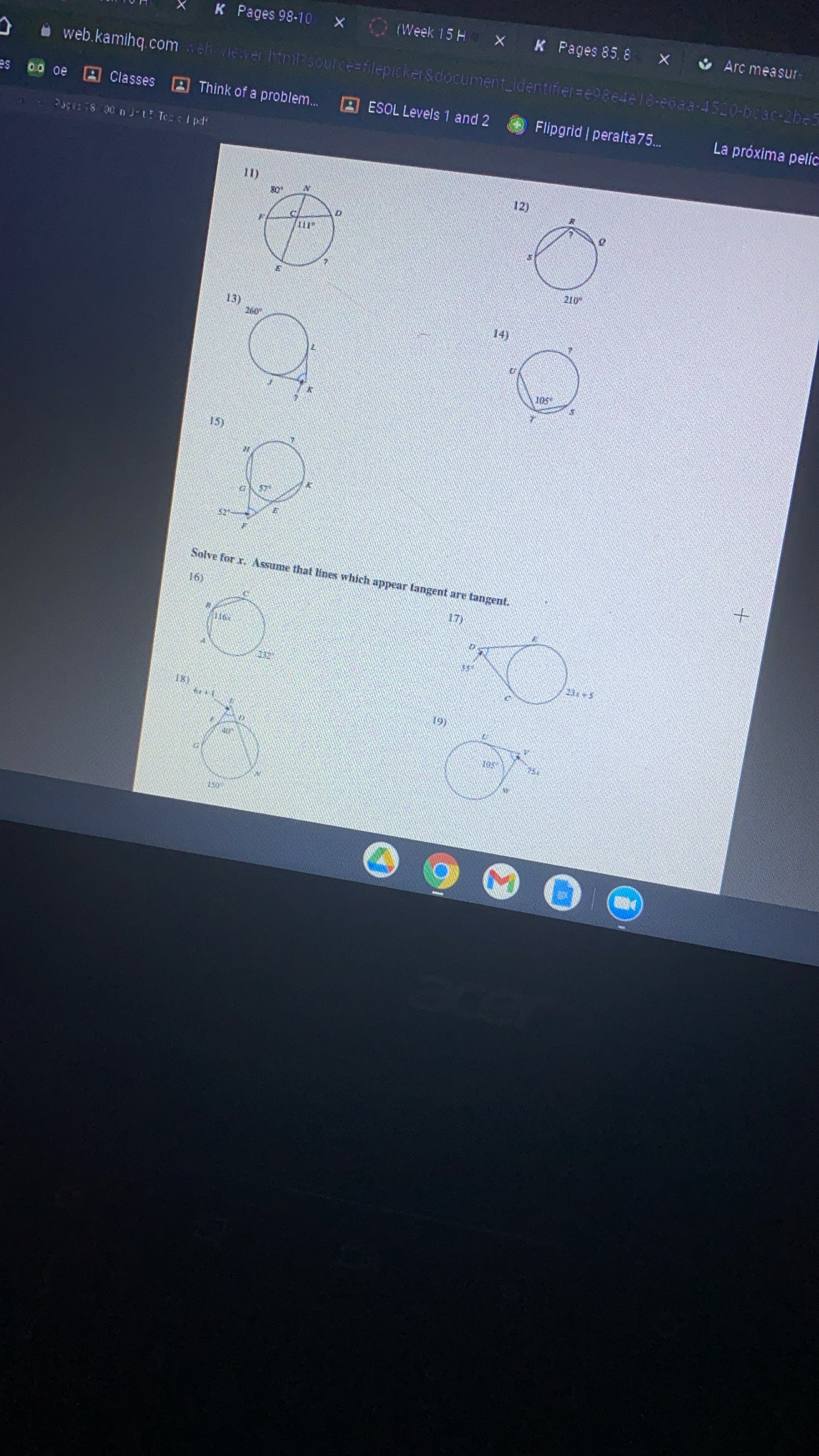 Solve for x assume that lines which appears