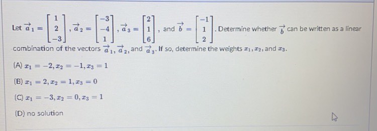 \fThe columns of a matrix A are linearly