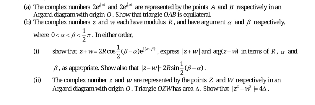 Advanced level maths. Complex number. Need