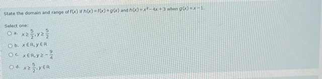 State the domain and range of ((x) it hot) = f()