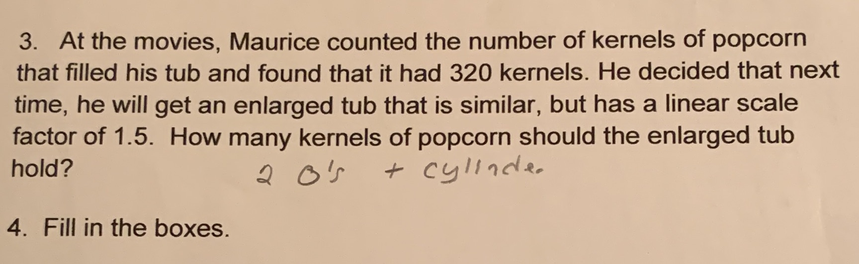 3. At the movies, Maurice counted the number of
