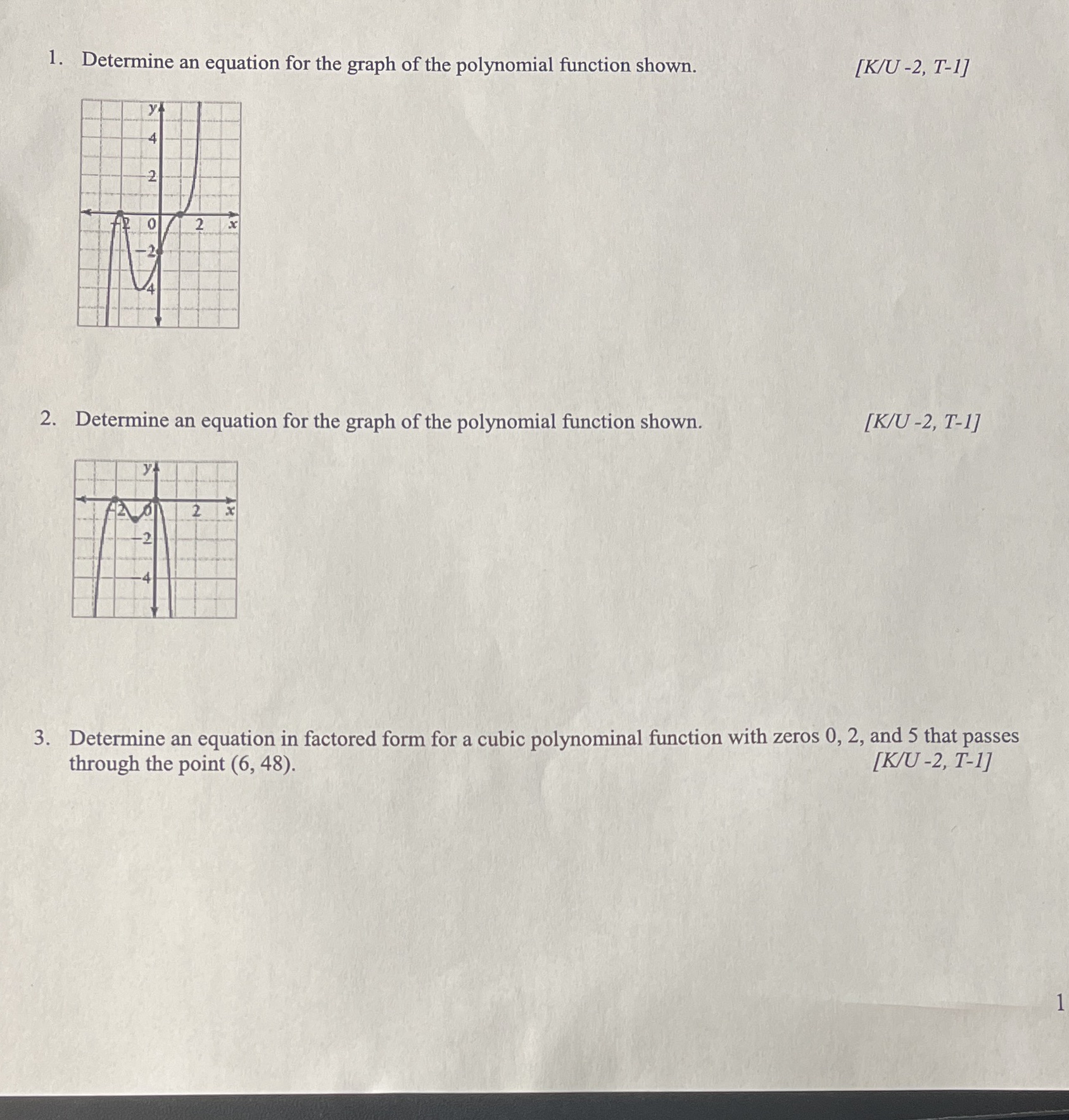 1. Determine an equation for the graph of the