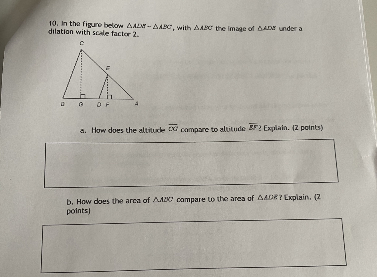 10. In the figure below AADE ~ AABC, with AABC