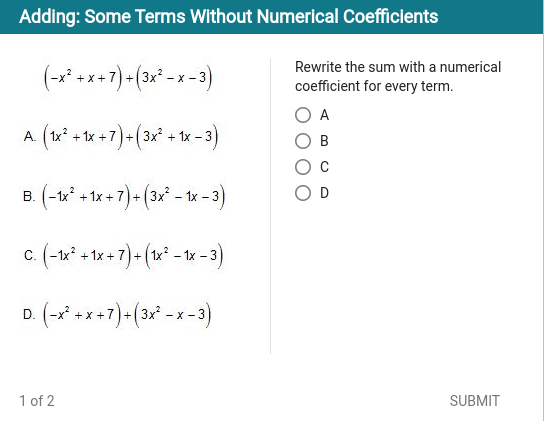 Adding: Some Terms Without Numerical Coefficients