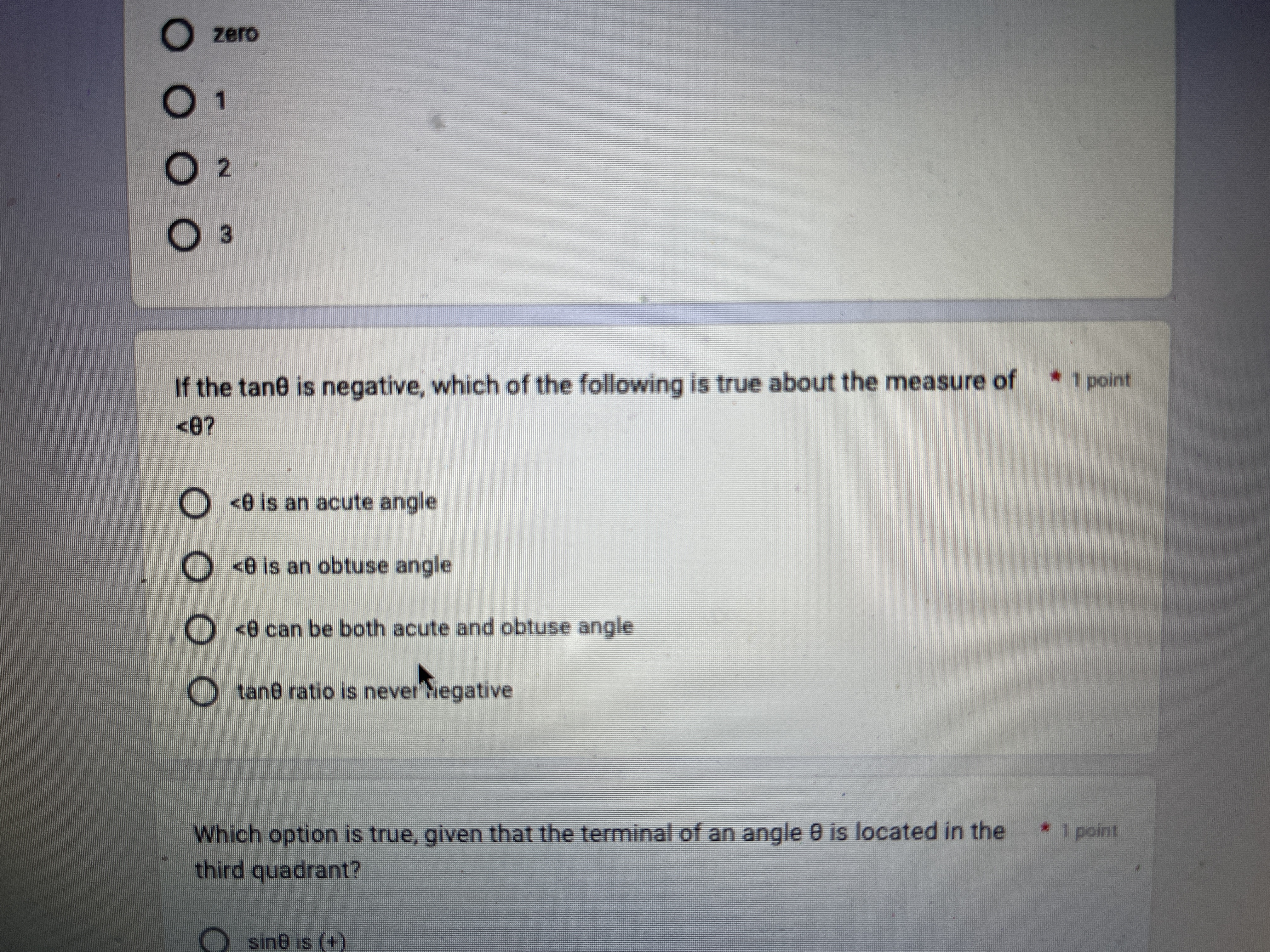 zero 0 1 0 2 1 3 If the tane is negative, which