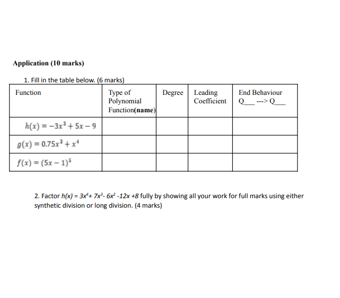 Multiple Choice (10 marks) Identify the choice