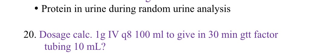 Dosage calculation U ' Protein in urine