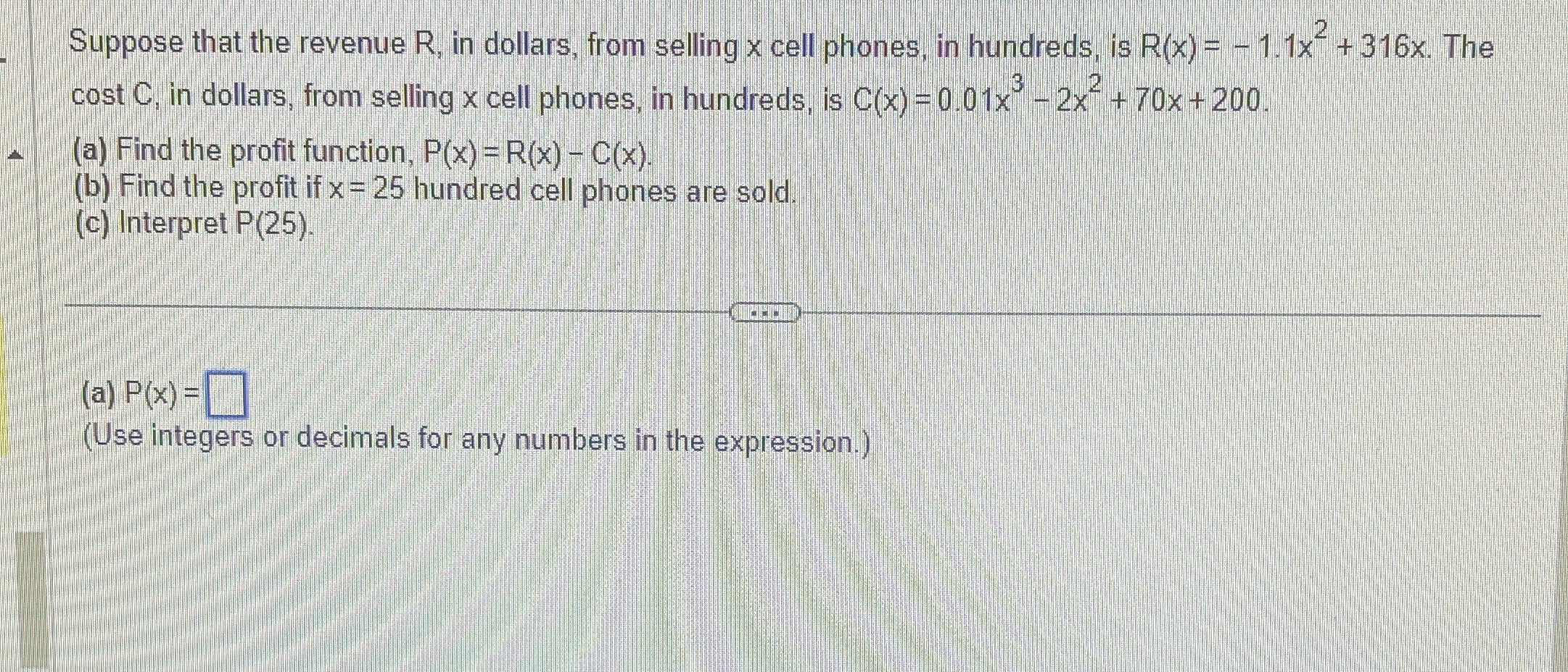 Suppose that the revenue R, in dollars, from