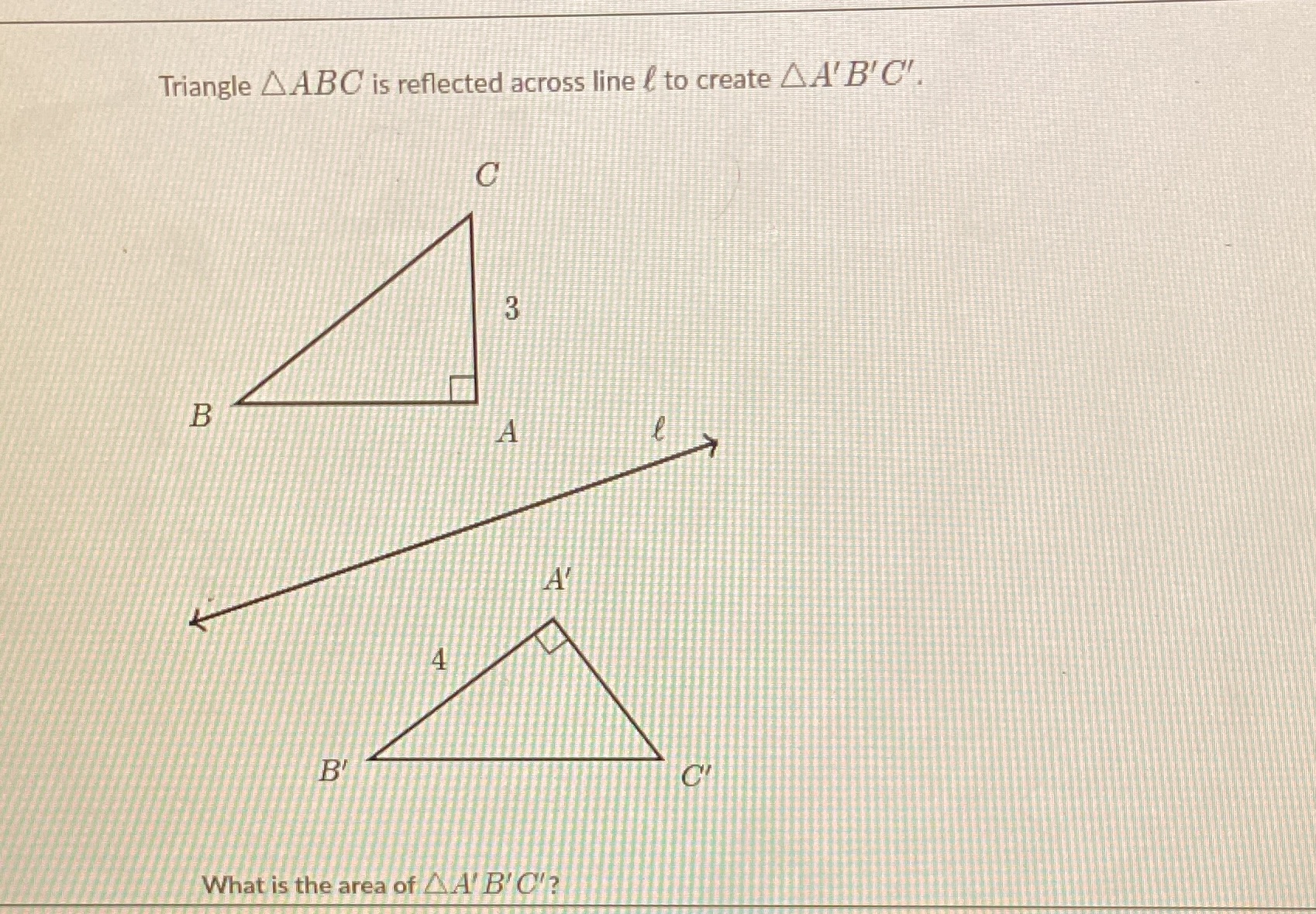 What is the area of triangle A'B'C'? Triangle
