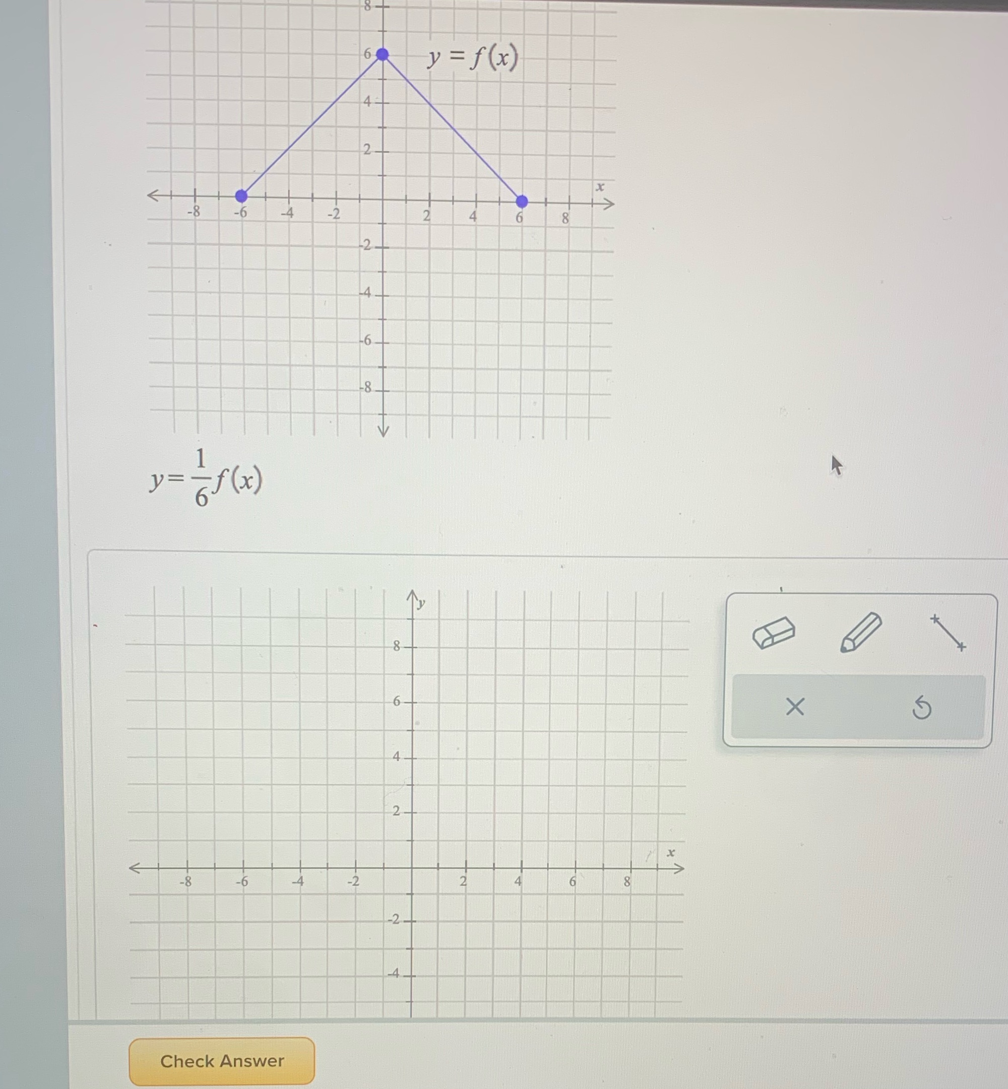 Using y=f(x) to graph the given function \f