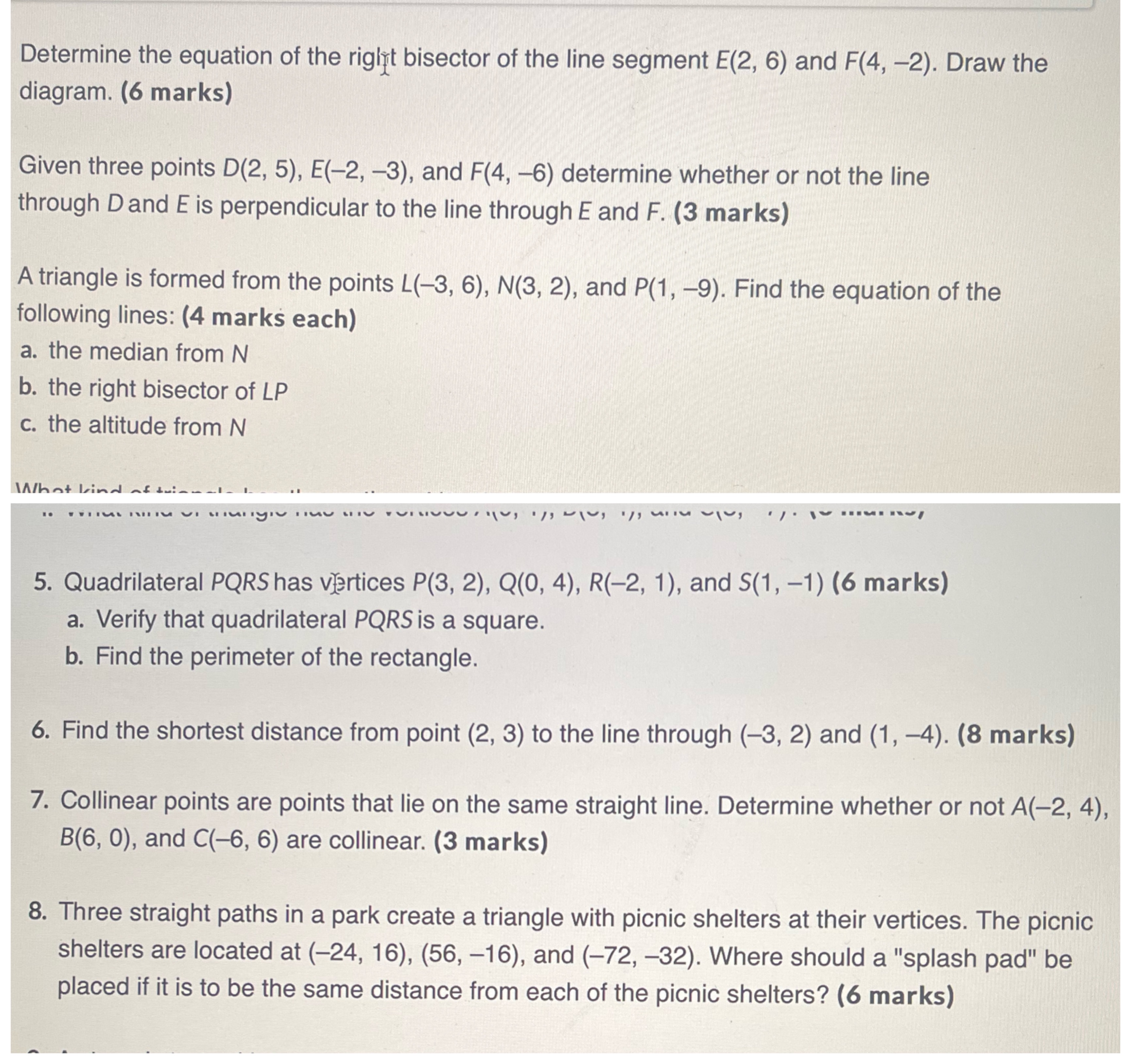 Analytic geometry Determine the equation of the
