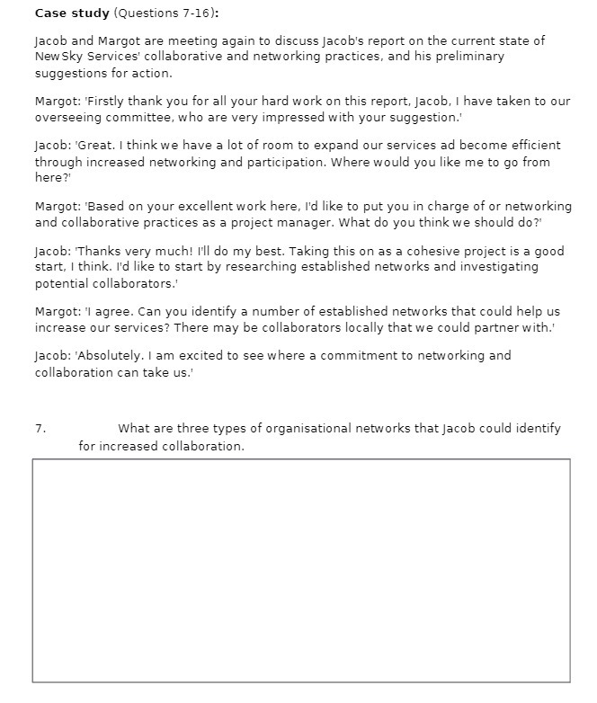 Case study (Questions 7-16): Jacob and Margot are