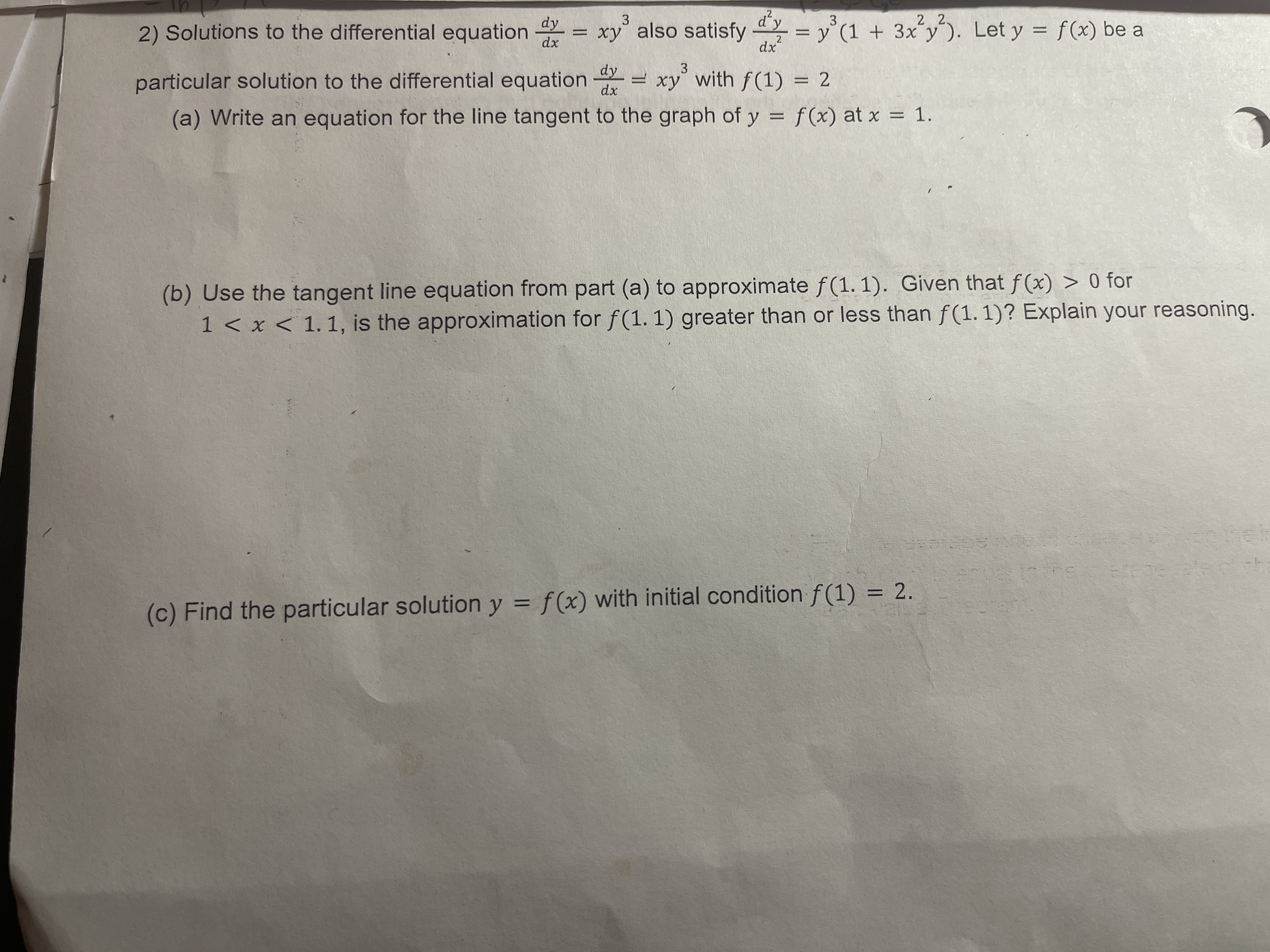 2) Solutions to the differential equation = xy