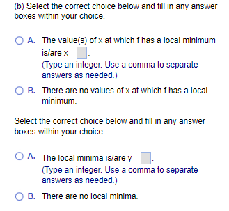 \f(b) Select the correct choice below and ll in