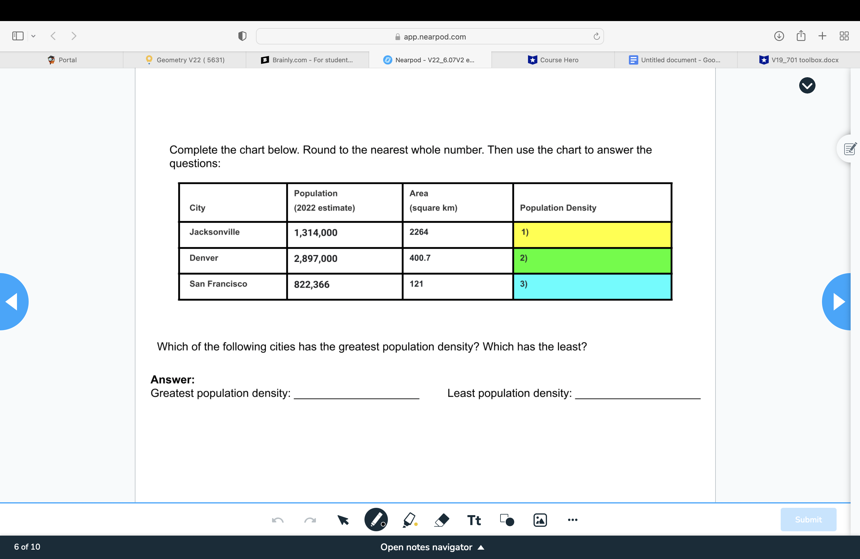 E ' V 0 app.nearpod.com (L @ w + 33 @ Portal V