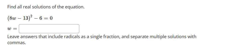 1) Solve the equation 8w + 6w - 9 = 0. Answer: W