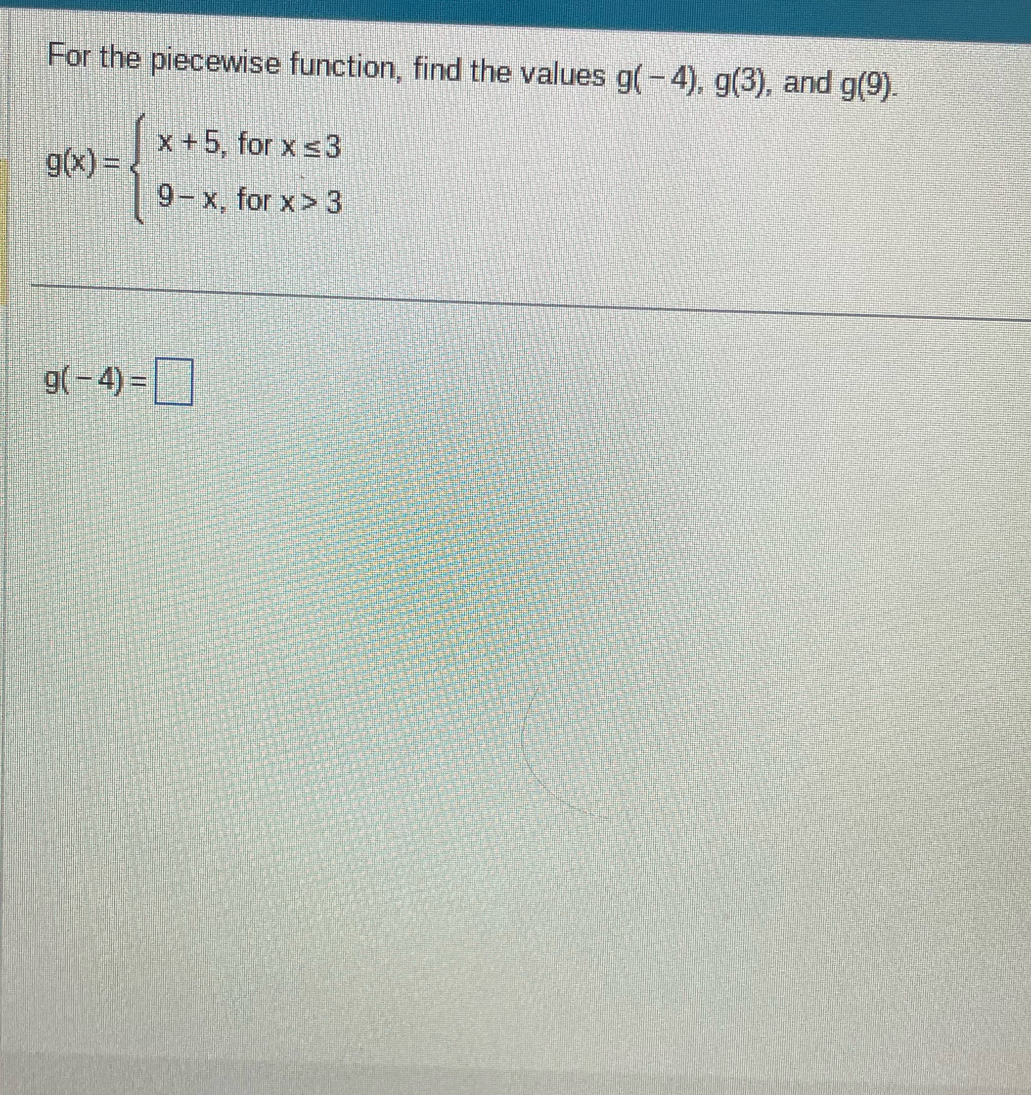 G(-4), g(3), and g(9) \f