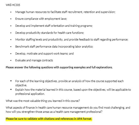 WKB HC305 Manage human resources to facilitate