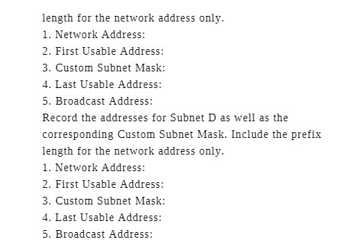 length for the network address only. 1. Network